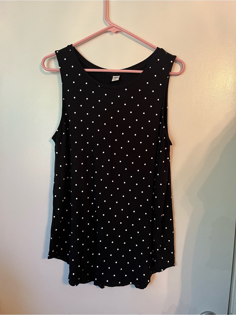 Old Navy Black Tank Top with White Polka Dots